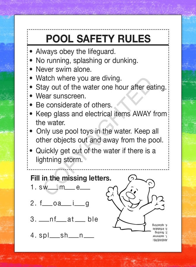 ZOCO - Swim & Pool Safety Coloring & Activity Book for Kids (25 Bulk Pack, Without Crayons) - Water Safety & Drowning Prevention - Image 3